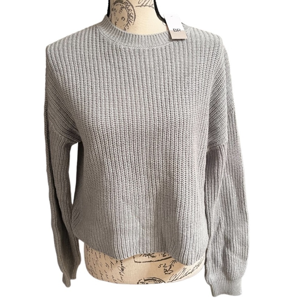 Bp. Nordstrom Heather Gray Sweater Crew Neck Weekend Crop Sweater NWT Small